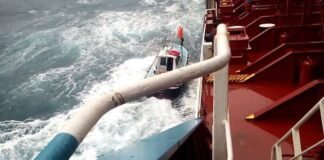 A Pilot embarking the Ship in Rough Weather