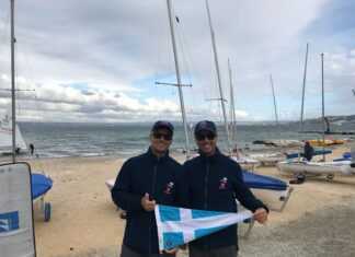 A dupla do Veleiros do Sul Geison e Gustavo 470 Sailing Team somam três vitórias...