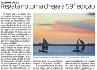 Velejaço Noturno na edição desta sexta-feira (30) do Correio do Povo. Velejaço Noturno na edição desta sexta-feira (30) do Correio do Povo.