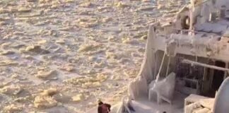 Work At Sea | Crew breaking Heavy Frozen Ice on Deck