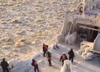 Work At Sea | Crew breaking Heavy Frozen Ice on Deck