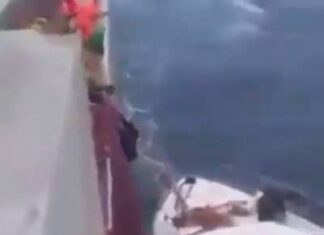 Rescuing Operation in High Swell