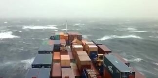 Ship Caught in Cyclone in Indian ocean