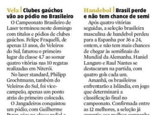 Brasileiro de Laser – Veleiros do Sul – jornal ZH Brasileiro de Laser - Veleiros do Sul - jornal ZH