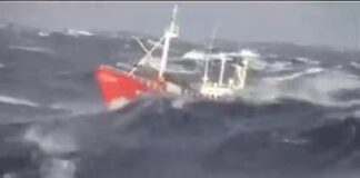  a Ship in Rough Sea