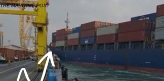  a Container Ship crashed into Crane