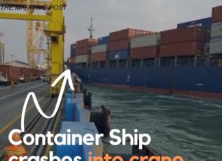  a Container Ship crashed into Crane