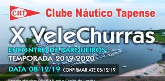 Clube Náutico Tapense promove o Velechurrasco em 08/12/19
