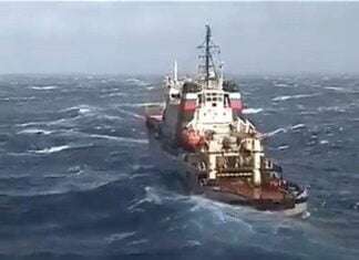  a Ship in Rough Sea