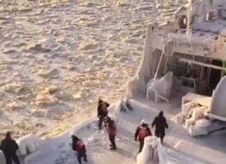 a Crew Breaking Ice on a Frozen Ship a Crew Breaking Ice on a Frozen Ship