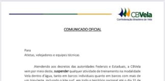 Suspensão das atividades de Vela
