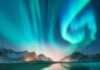 Aurora borealis in Lofoten islands, Norway