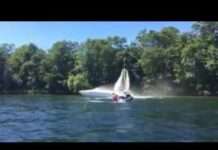 Flyboard extinguishes boat fire