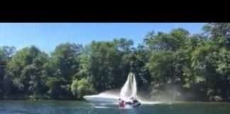 Flyboard extinguishes boat fire