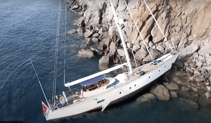 Perini Navi Sailing Yacht Malizia Shipwrecked On Stromboli 1