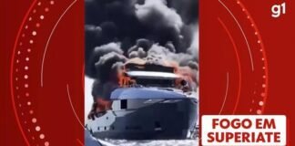 Superiate italiano de R$120 milhões pega fogo na costa da Espanha