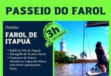 Passeio náutico em Itapuã RS, inclui passagem pelo Farol de Itapuã inaugurado em...