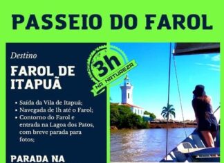 Passeio náutico em Itapuã RS, inclui passagem pelo Farol de Itapuã inaugurado em… Passeio náutico em Itapuã RS, inclui passagem pelo Farol de Itapuã inaugurado em...