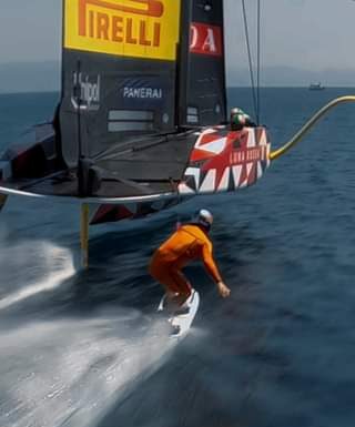 
The extreme wakeboarding of Nikolas Plytas towed by the Luna Rossa prototype in...