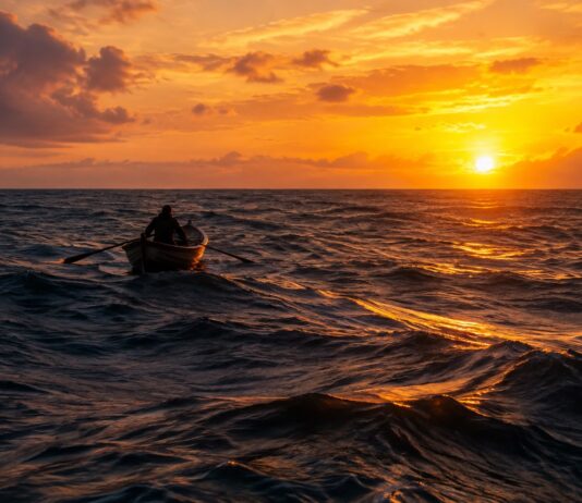 A Travessia A Remo De Raphael Garcia Recria Façanha De Amyr Klink 42 Anos Depois Barco A Remo Cruzando Sozinho O Atlântico Sul Ao Entardecer