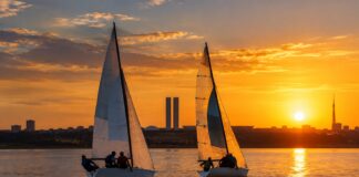 Dois Veleiros Disputando Um Match Race No Lago Paranoá, Em Brasília