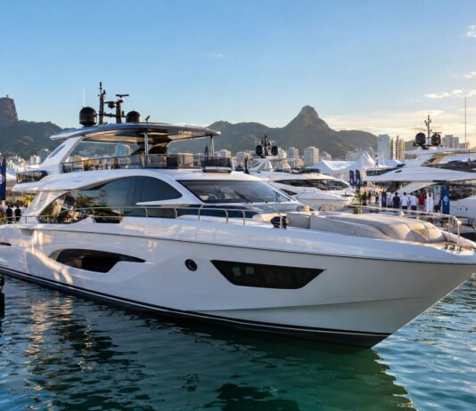 Barcos Maiores: Por Que O Mercado Náutico Mudou No Brasil Iate De Grande Porte Em Marina Durante Boat Show No Brasil, Ilustrando A Tendência De Barcos Maiores