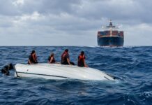 Naufrágio perto de Ilhabela resgata quatro tripulantes Navio mercante se aproxima de lancha naufragada para resgatar tripulantes perto de Ilhabela
