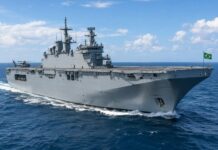 NDM Oiapoque: o novo gigante anfíbio da Marinha do Brasil NDM Oiapoque, novo navio anfíbio da Marinha do Brasil, navegando em mar aberto