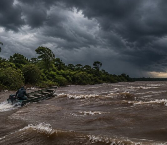 Naufrágio No Rio Paraguai: Temporal Expõe Riscos Da Navegação Em Corumbá Temporal Com Vento Forte Sobre O Rio Paraguai No Pantanal, Em Corumbá